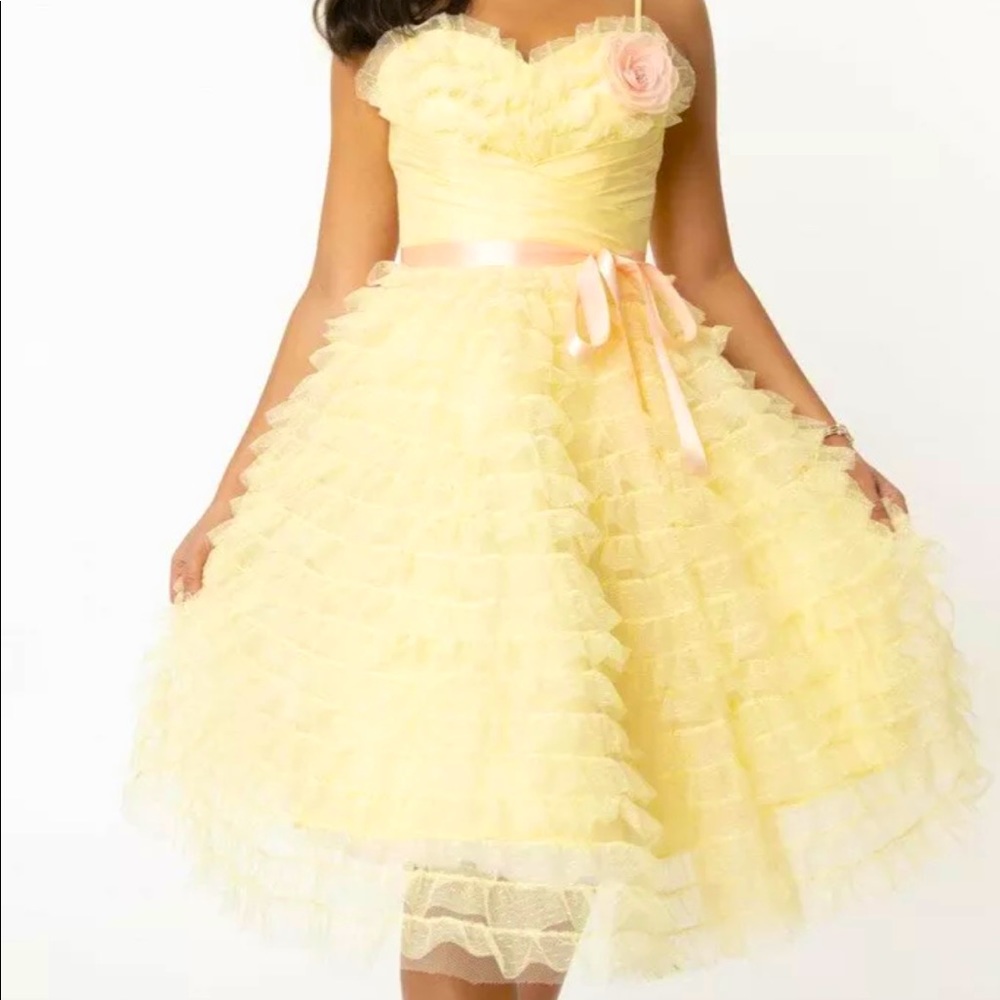 NWT Unique Vintage Cupcake Dress 3X 20 Plus Yellow Tulle Swing Dress 1X 16